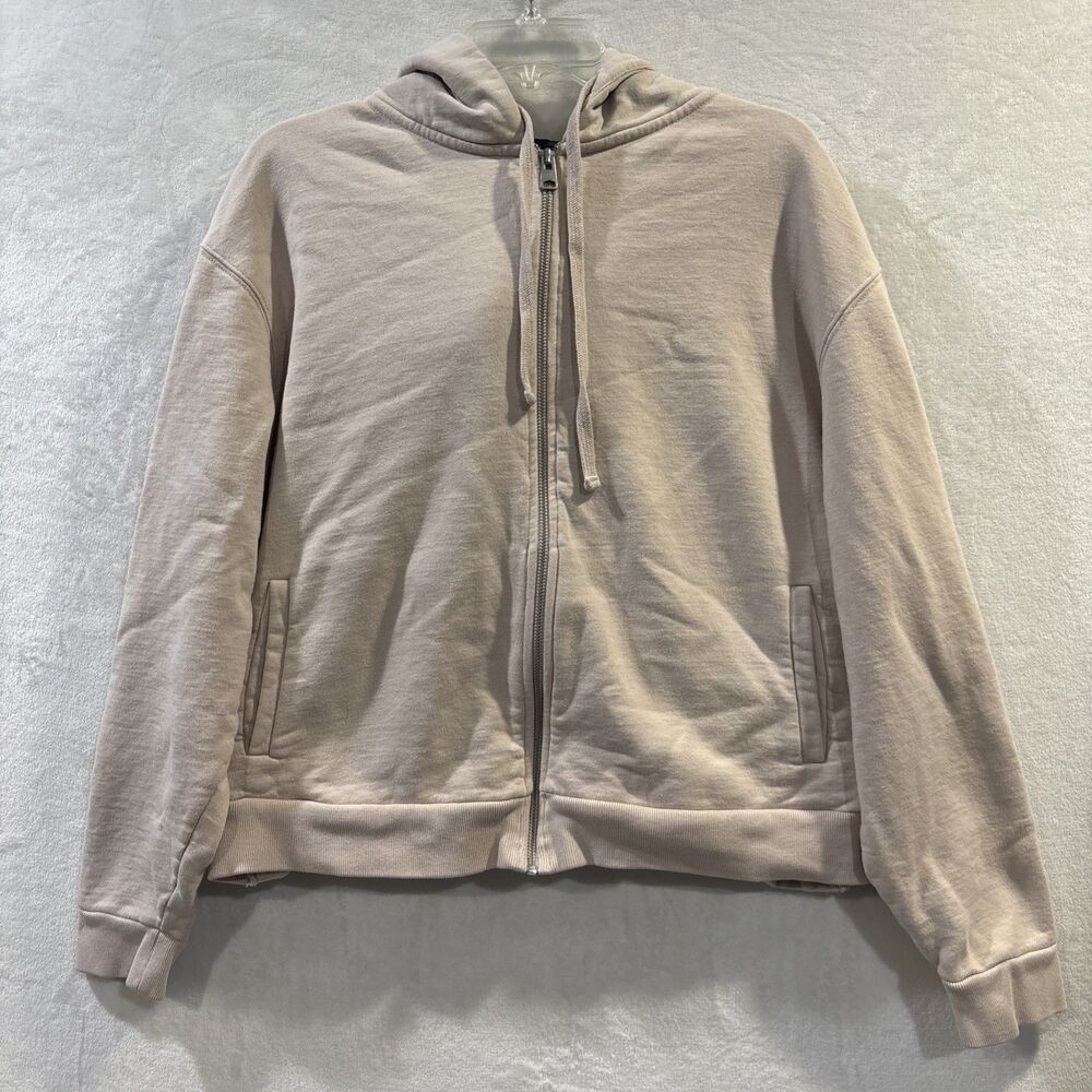 All Saints Violet Full Zip Hoodie Cinched Back Almond Pink Women's Size Large